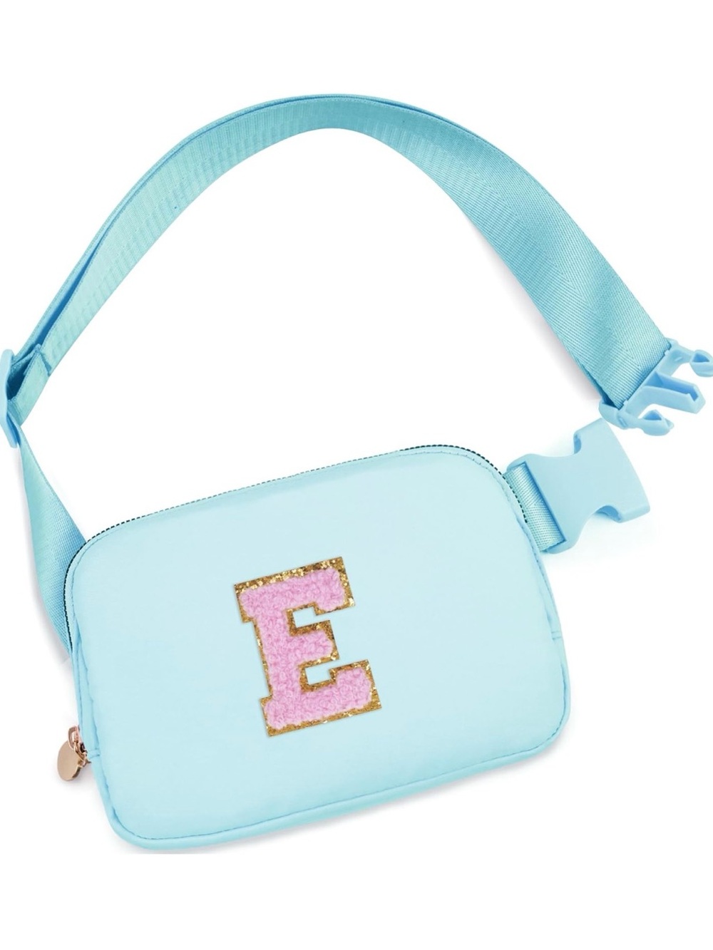 Kids Aqua Blue Initial E Letter Crossbody Bag